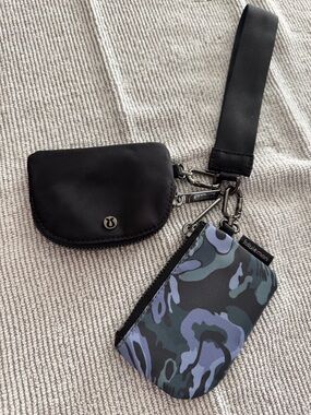 lululemon Black Strap Wristlet with Blue-Green Camo Coin Case